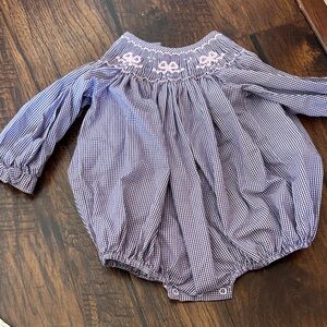 Purple Gingham Baby Romper